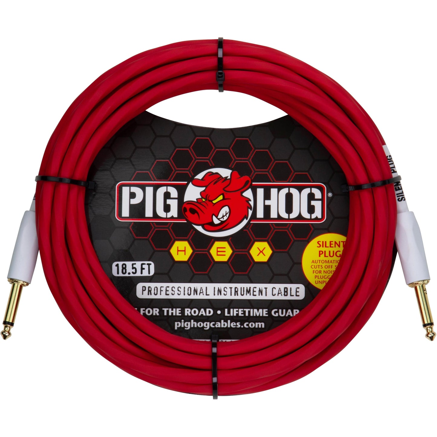 Pig Hog Hex Series Silent Cable - 18.6 Foot - Candy Apple Red
