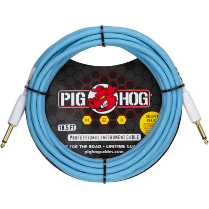 Pig Hog Hex Series Silent Cable - 18.6 Foot - Daphne Blue