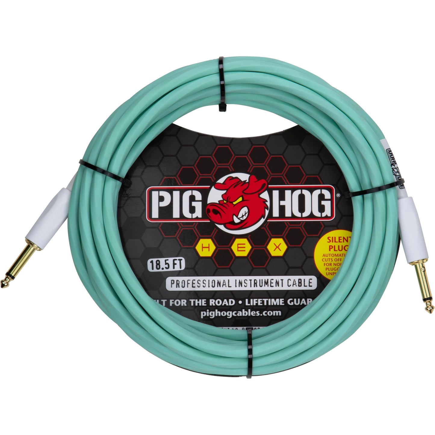 Pig Hog Hex Series Silent Cable - 18.6 Foot - Seafoam Green