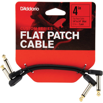 D'Addario Flat Patch Cable, 4in Offset Right Angle, Twin PK