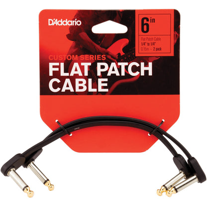 D'Addario Flat Patch Cable, 6in Right Angle, Twin PK