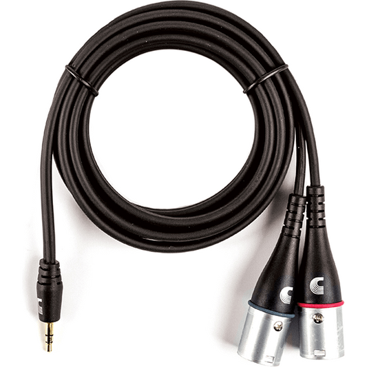 D'Addario Custom Series Microphone Cable – 1/8" to Dual XLR Audio Cable – 6 Foot