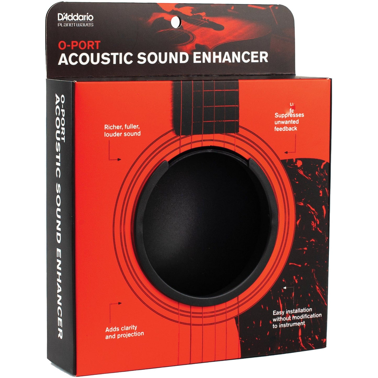 D'Addario O-Port Sound Enhancement for Acoustic Guitar, Large, Black