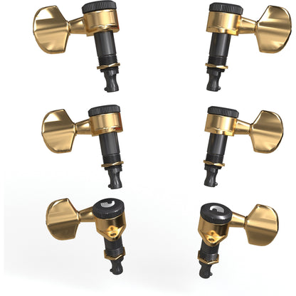 D'Addario Auto-Trim Locking Tuning Machines, 3 + 3 Setup, Gold