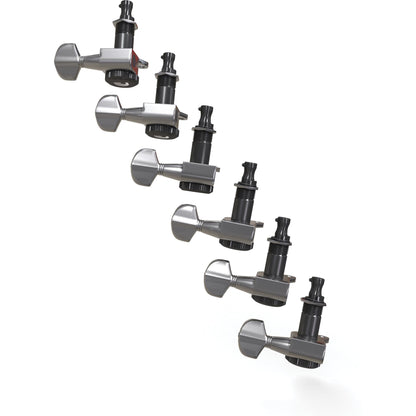 D'Addario Auto-Trim Locking Tuning Machines, 6 In-Line setup, Chrome