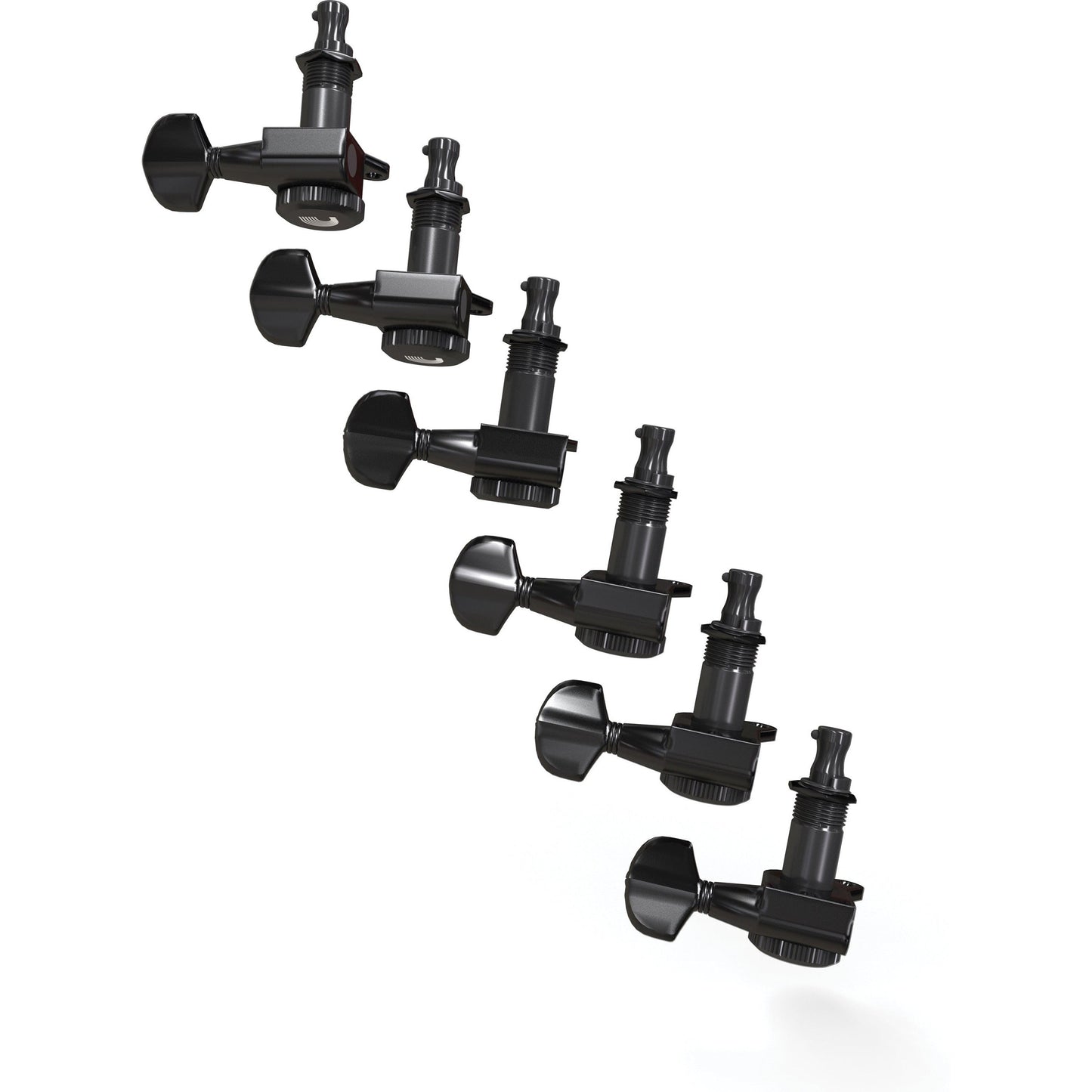 D'Addario Auto-Trim Locking Tuning Machines, 6 In-Line setup, Black