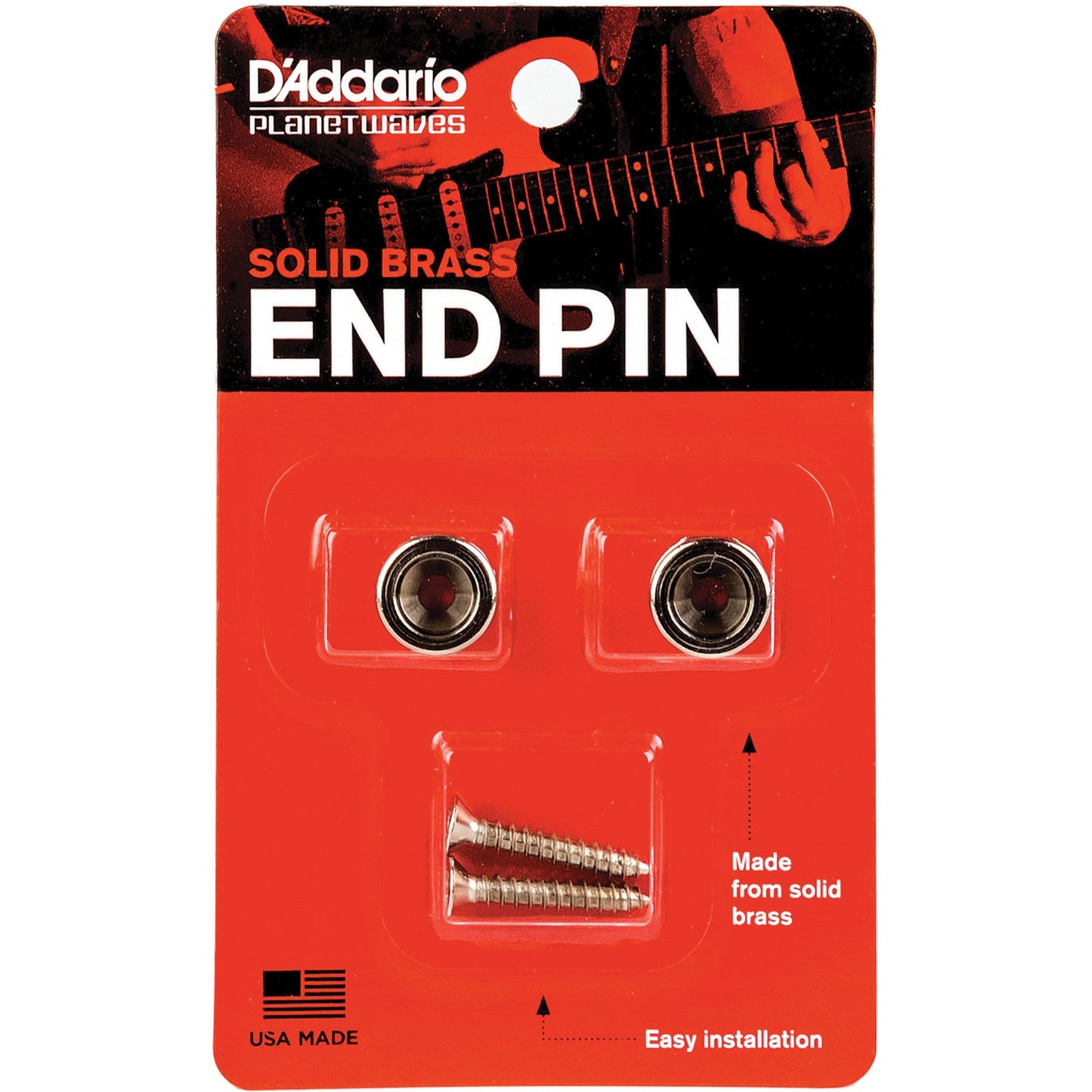 D'Addario Solid Brass End Pins - Chrome (Pair)