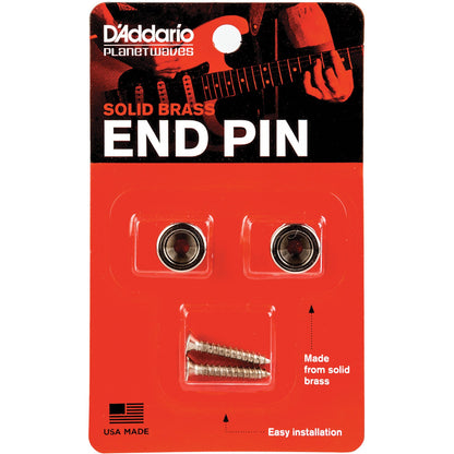 D'Addario Solid Brass End Pins - Chrome (Pair)