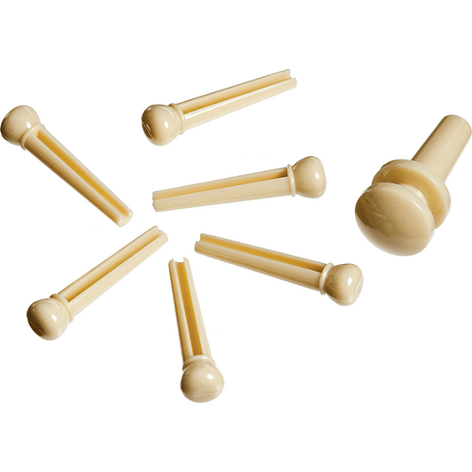 D'Addario Injection-Moulded Bridge Pins w/End Pin Set of 7 – Ivory