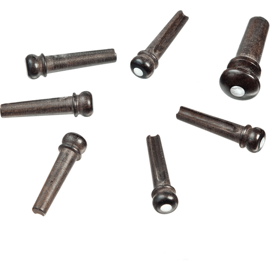 D'Addario Ebony Bridge Pins w/End Pin Set – Pearl Inlay