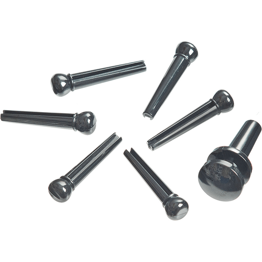 D'Addario Injection-Moulded Bridge Pins w/End Pin Set of 7 – Ebony