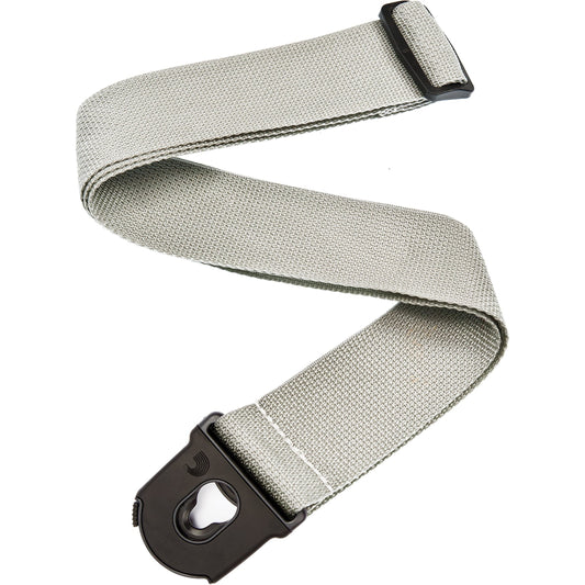 D'Addario Planet Lock Guitar Strap, Polypropylene, Silver