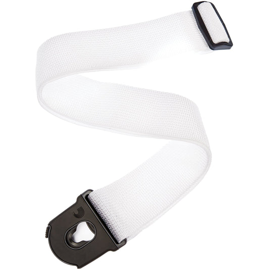 D'Addario Planet Lock Guitar Strap, Polypropylene, White