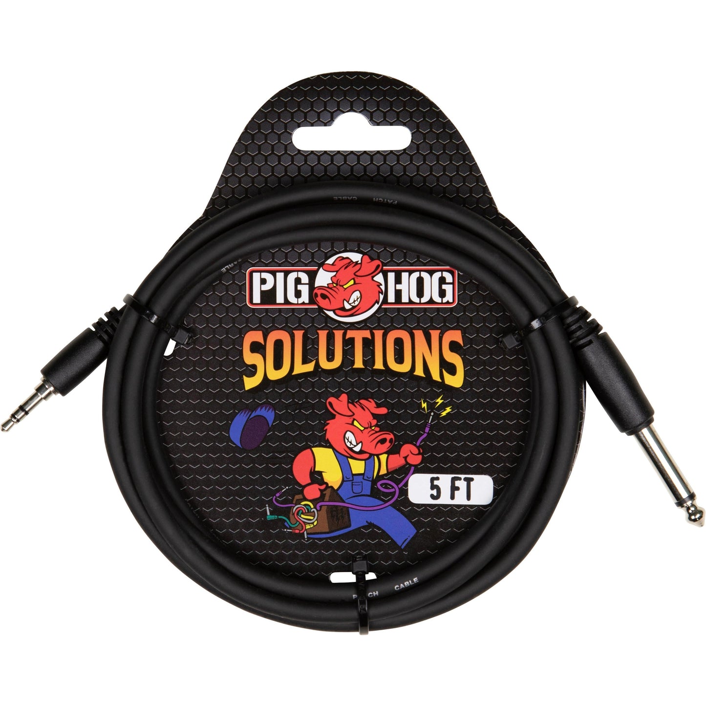 Pig Hog Solutions - 1/4" (Male) Mono to 3.5mm (Male) TRS - 5 Foot