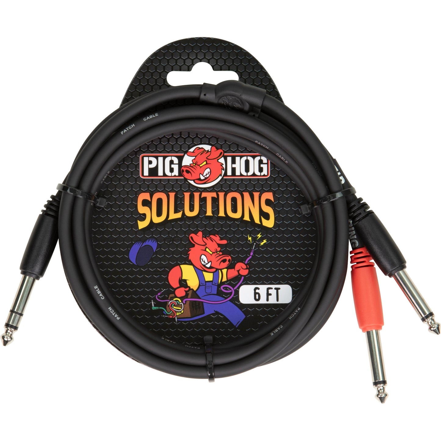 Pig Hog Solutions - 1/4" (Male) TRS to Dual 1/4" (Male) Mono Insert Cable - 6 Foot