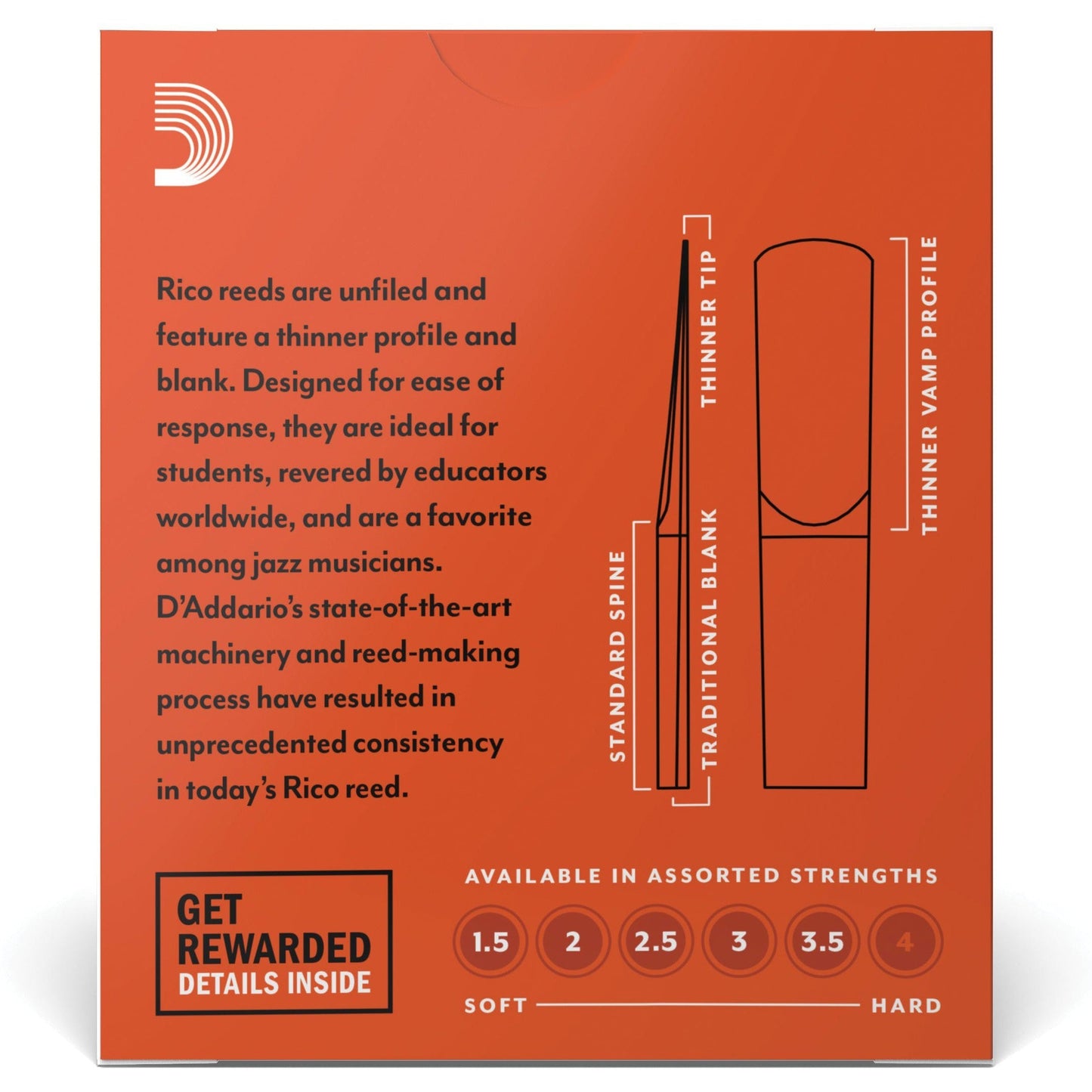 Rico by D'Addario Eb Clarinet Reeds, Strength 2, 10-Pack