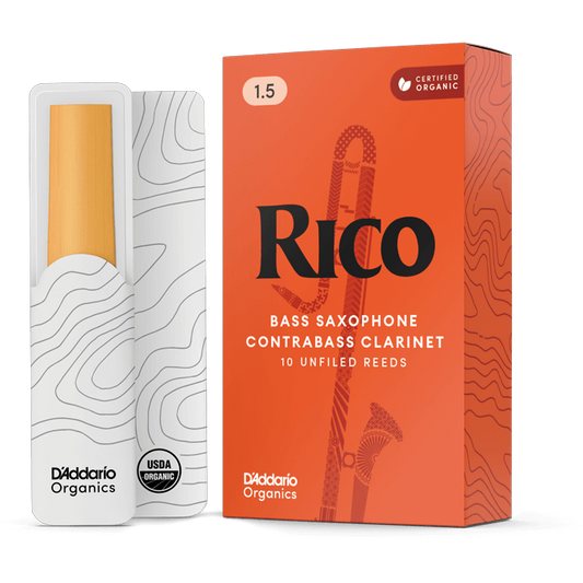 Rico by D'Addario Contra Clarinet/Bass Saxophone Reeds – Strength 1.5 (10 Pack)