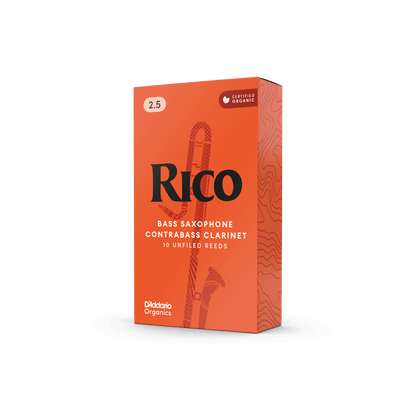 Rico by D'Addario Contra Clarinet/Bass Saxophone Reeds – Strength 2.5 (10 Pack)