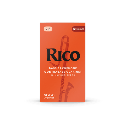 Rico by D'Addario Contra Clarinet/Bass Saxophone Reeds – Strength 2.5 (10 Pack)
