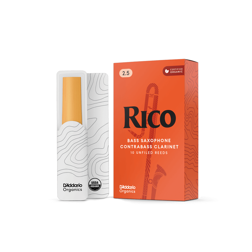 Rico by D'Addario Contra Clarinet/Bass Saxophone Reeds – Strength 2.5 (10 Pack)