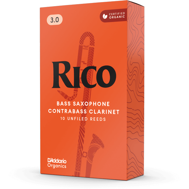 Rico by D'Addario Contra Clarinet/Bass Saxophone Reeds – Strength 3.0 (10 Pack)