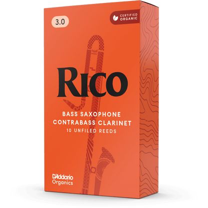 Rico by D'Addario Contra Clarinet/Bass Saxophone Reeds – Strength 3.0 (10 Pack)