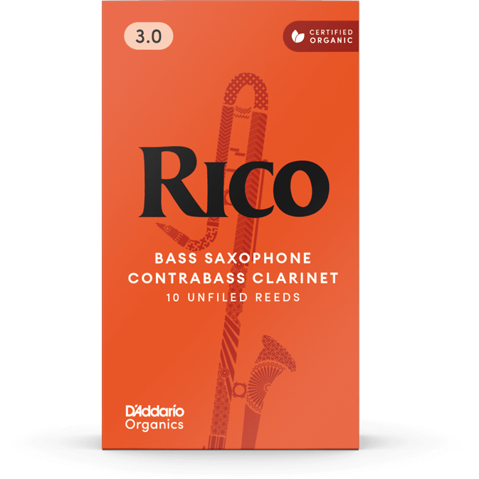 Rico by D'Addario Contra Clarinet/Bass Saxophone Reeds – Strength 3.0 (10 Pack)