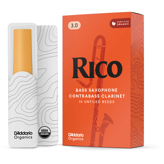 Rico by D'Addario Contra Clarinet/Bass Saxophone Reeds – Strength 3.0 (10 Pack)