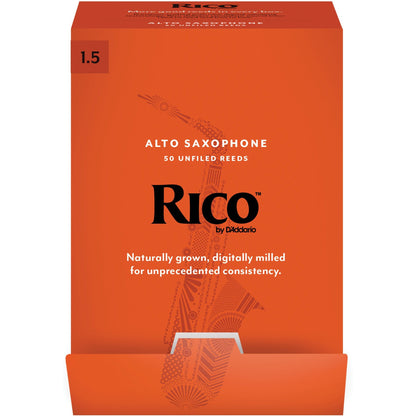 Rico by D'Addario Alto Saxophone Reeds, Strength 1.5, 50-Pack