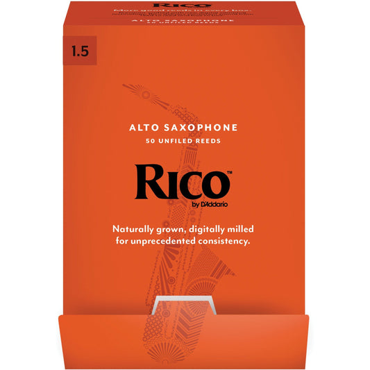 Rico by D'Addario Alto Saxophone Reeds, Strength 1.5, 50-Pack