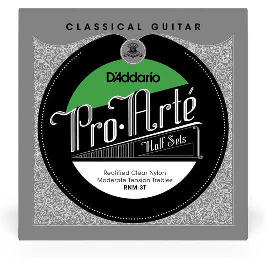 D'Addario RNM-3T Pro-Arte Rectified Clear Nylon Classical Guitar Half Set, Moderate Tension