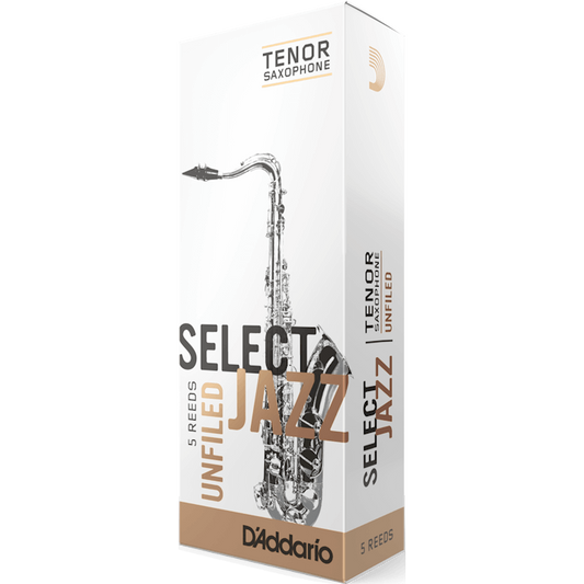 D'Addario Select Jazz Unfiled Tenor Saxophone Reeds – Strength 2.0 Hard (5 Pack)