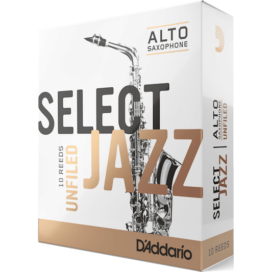 D'Addario Select Jazz Unfiled Alto Saxophone Reeds – Strength 2.0 Hard (10 Pack)