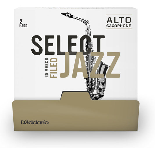 D'Addario Select Jazz Filed Alto Saxophone Reeds, Strength 2 Hard, 25 Box