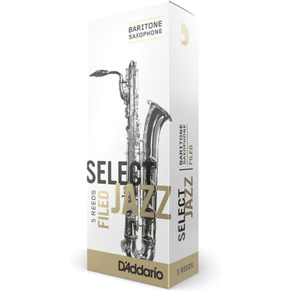 D'Addario Select Jazz Filed Baritone Saxophone Reeds, Strength 2 Hard, 5-Pack