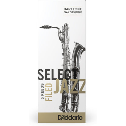 D'Addario Select Jazz Filed Baritone Saxophone Reeds, Strength 4 Hard, 5-Pack