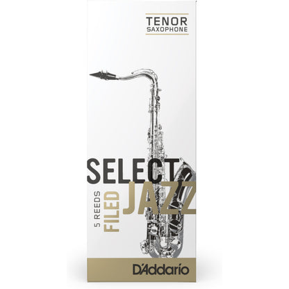 D'Addario Select Jazz Filed Tenor Saxophone Reeds, Strength 2 Medium, 5-Pack