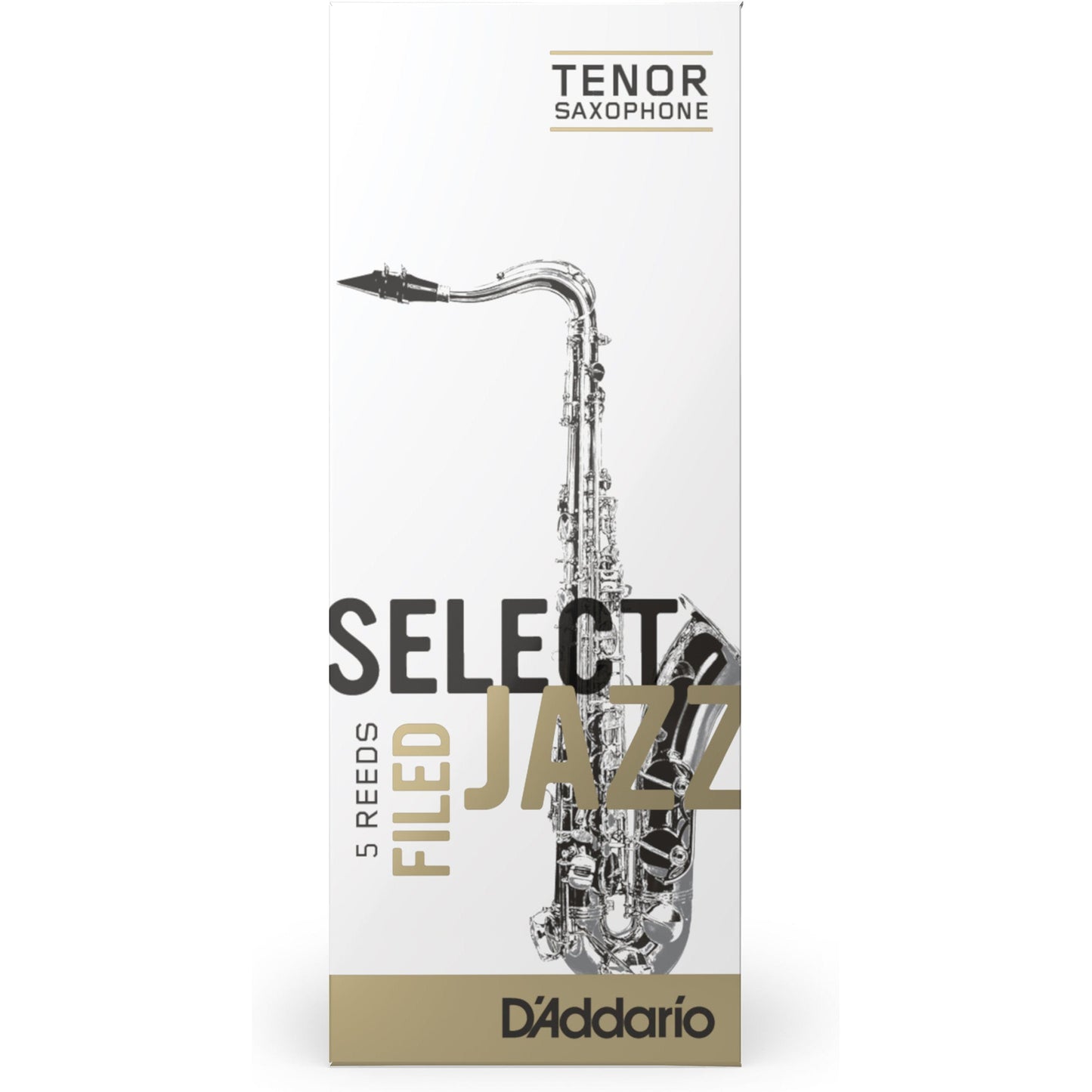 D'Addario Select Jazz Filed Tenor Saxophone Reeds, Strength 3 Medium, 5-Pack