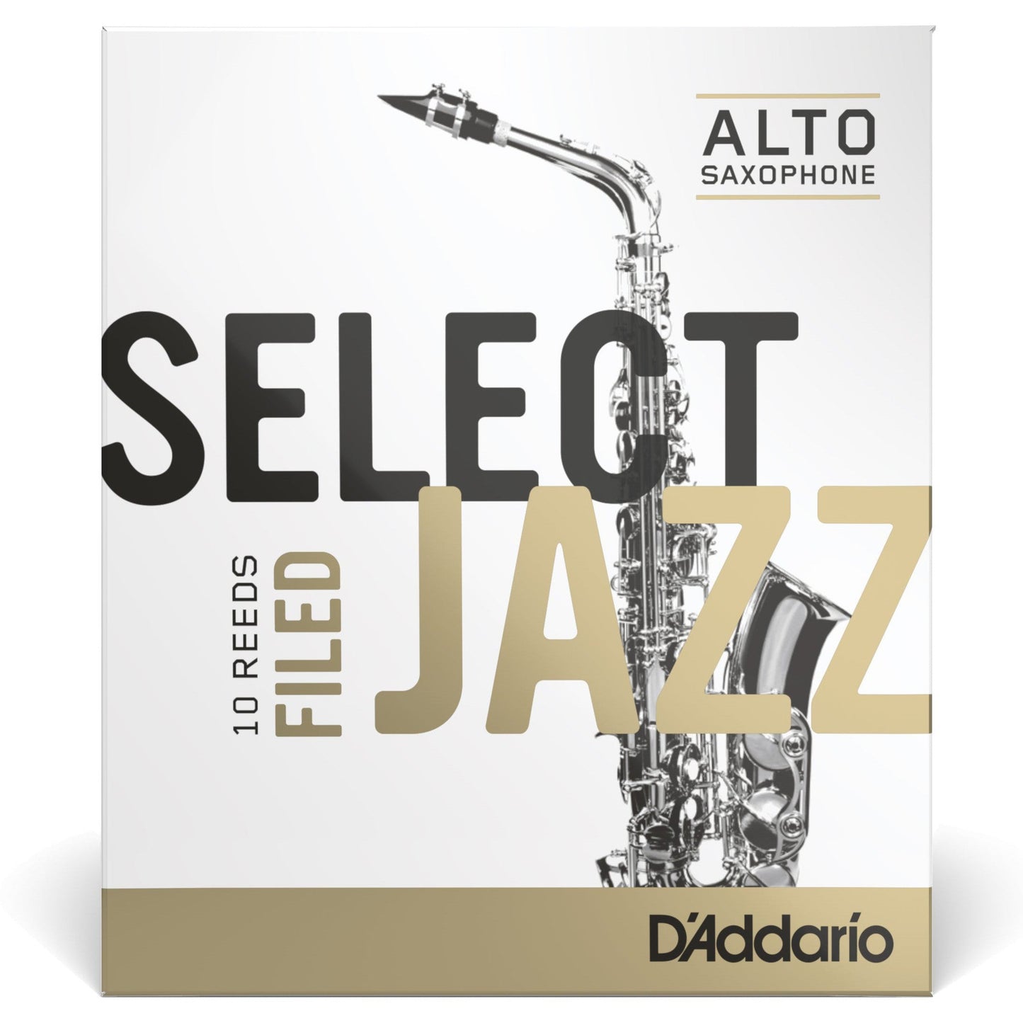 D'Addario Select Jazz Filed Alto Saxophone Reeds, Strength 2 Hard, 10-Pack