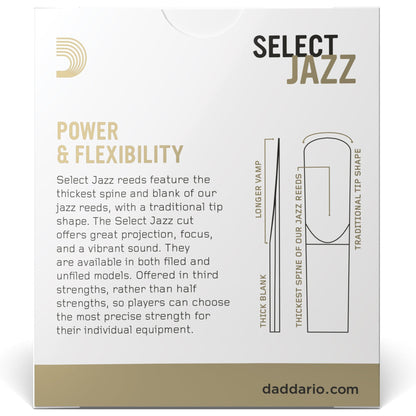 D'Addario Select Jazz Filed Alto Saxophone Reeds, Strength 2 Hard, 10-Pack