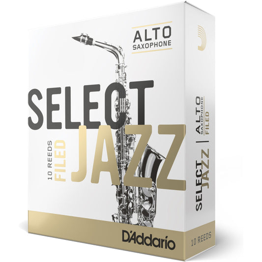 D'Addario Select Jazz Filed Alto Saxophone Reeds, Strength 2 Hard, 10-Pack