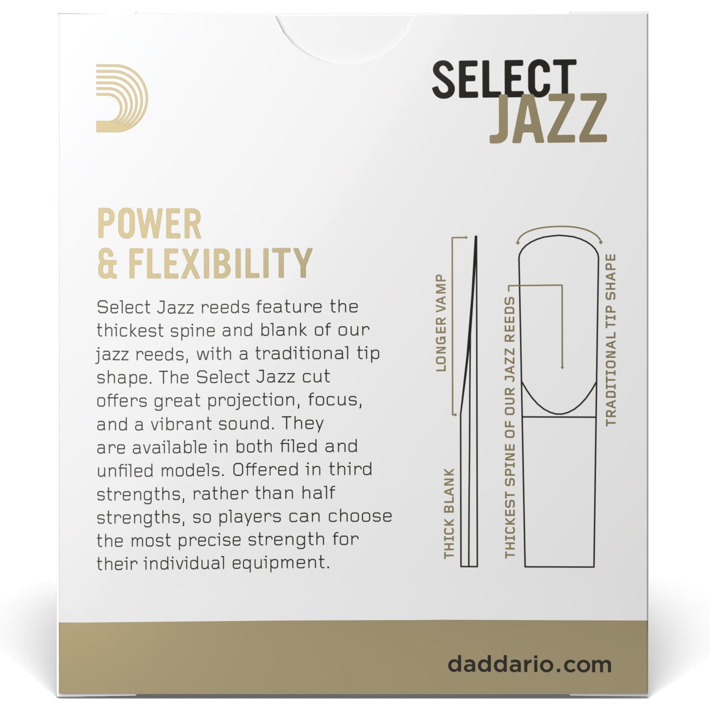 D'Addario Select Jazz Filed Alto Saxophone Reeds, Strength 2 Medium, 10-Pack