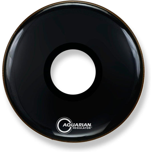 Aquarian Regulator RPT Centre Port – Resonant Drumhead – Gloss Black – 24″ (RPT24BK)