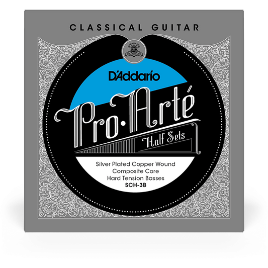 D'Addario Pro-Arte Silver-Plated Copper on Composite Core Classical Guitar Strings Half Set – Hard Tension