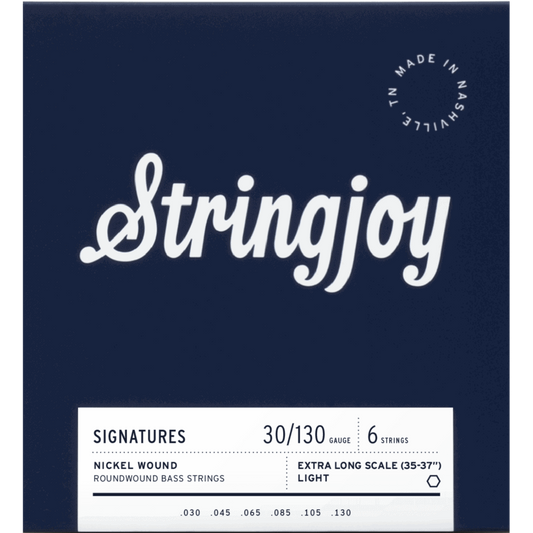 Stringjoy Light Gauge (30-130) 6 String Extra Long Scale Nickel Wound Bass Guitar Strings