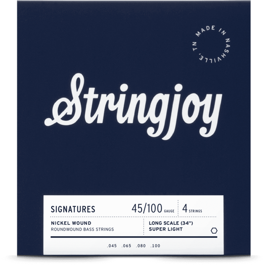 Stringjoy Super Light Gauge (45-100) 4 String Long Scale Nickel Wound Bass Guitar Strings