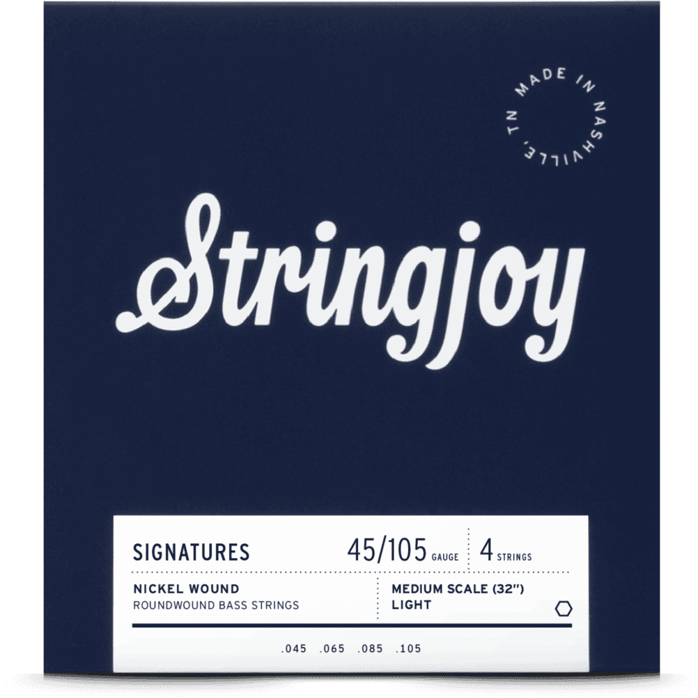 Stringjoy Light Gauge (45-105) 4 String Medium Scale Nickel Wound Bass Guitar Strings