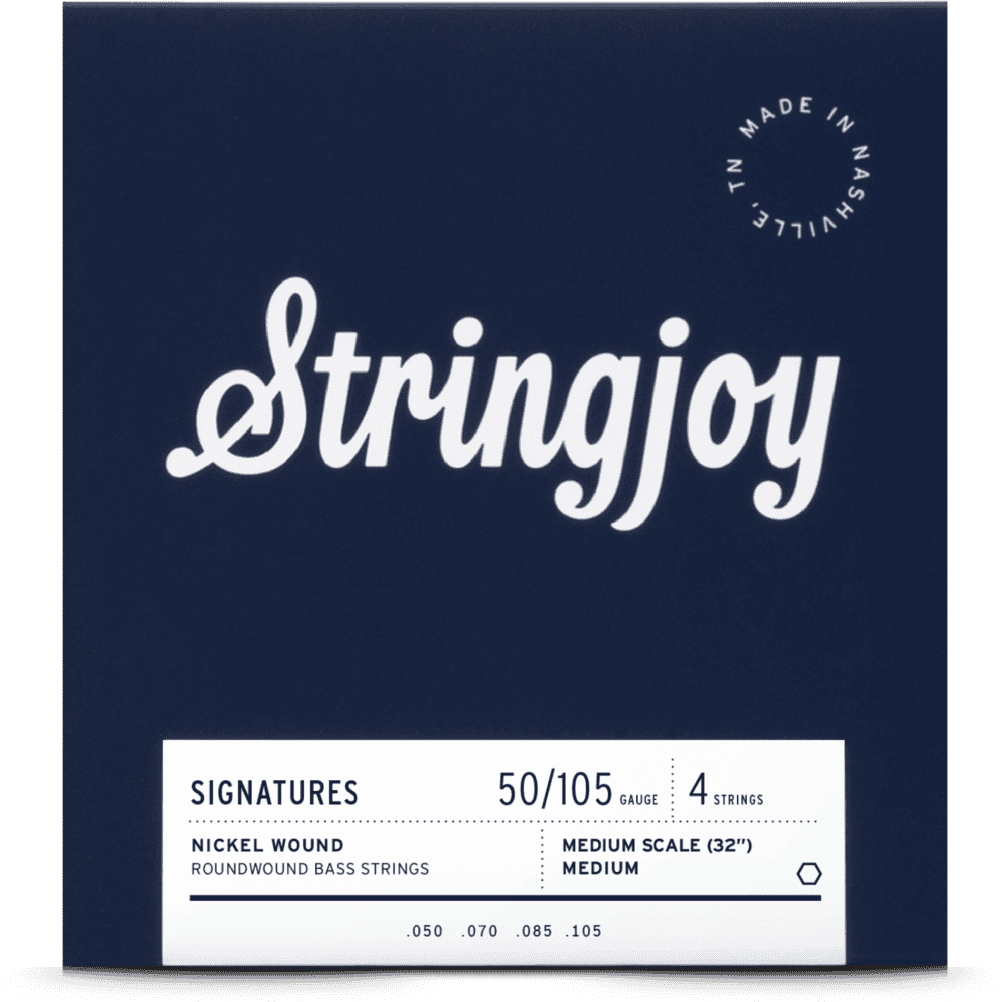 Stringjoy Medium Gauge (50-105) 4 String Medium Scale Nickel Wound Bass Guitar Strings