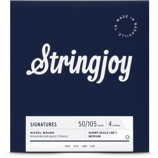 Stringjoy Medium Gauge (50-105) 4 String Short Scale Nickel Wound Bass Guitar Strings