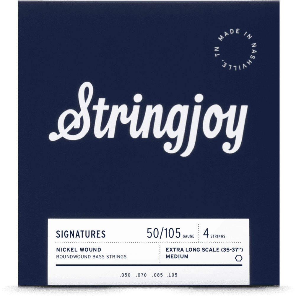 Stringjoy Medium Gauge (50-105) 4 String Extra Long Scale Nickel Wound Bass Guitar Strings